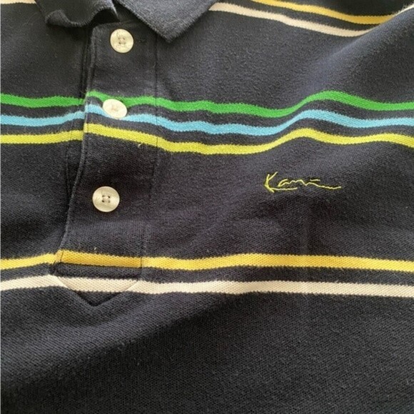 Karl Kani Gold Stripped Polo Men’s Golf Shirt Breathable Big N Tall Shortsleeved - Picture 3 of 5